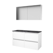 Basic-Line Comfort 46 badkamermeubelset - 120x46cm - greeploos - 4 lades - hardsteen wastafel - 2 kraangaten - Spiegelkast - MDF lak Ice White SW639847