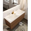 MONDIAZ VICA Badkamermeubelset - 120cm - 2 lades - wasbak Cloud dubbel - 2 kraangaten - solid surface rust SW411122
