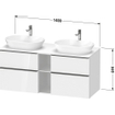 Duravit D-Neo wastafelonderkast 140x66.4x55cm 4 lades Eiken (zwart) Mat SW641250