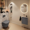 MONDIAZ TURE-DLUX 40cm toiletmeubel Dark Grey. EDEN wastafel Glace positie midden. Zonder kraangat. SW1103200