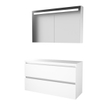 Basic-Line Premium 46 badkamermeubelset - 120x46cm - greeploos - 2 lades - wastafelblad - Spiegelkast - geintegreerde LED verlichting - MDF lak Ice White SW639623