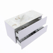 MONDIAZ VICA-DLUX Badkamermeubelset - 100cm - onderkast cale- 2 lades - inbouw wastafel cloud links - zonder kraangaten - 60cm hoge versie - frape SW1089028