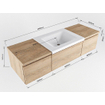 MONDIAZ BUKLA 140cm badmeubel met module 40 kleur Washed Oak met 3 lades. Wastafel CLOUD midden 1 kraangat kleur Talc. SW1381997
