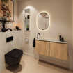 MONDIAZ TURE-DLUX 100cm toiletmeubel Washed Oak. EDEN wastafel Opalo positie links. Met 1 kraangat. SW1104652