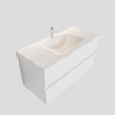 MONDIAZ VICA Badkamermeubelset - 100cm - 2 lades - wasbak Cloud midden - 1 kraangat - solid surface talc SW409766