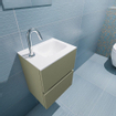 MONDIAZ ADA Toiletmeubel - 40x30x50cm - 1 kraangat - 2 lades - army mat - wasbak rechts - Solid surface - Wit SW472591