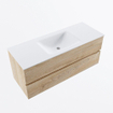 MONDIAZ VICA 120cm badmeubel onderkast Washed Oak 2 lades. Wastafel CLOUD midden zonder kraangat, kleur Talc. SW1381905
