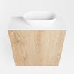 Mondiaz Fowy Toiletmeubel - 50x50x23cm - washed oak mat - 1 kraangat - wasbak rechts - 1 deur - solid surface - blad Melamine - wasbak: wit SW761414