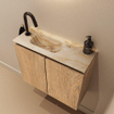MONDIAZ TURE-DLUX 60cm toiletmeubel Washed Oak. EDEN wastafel Frappe positie links. Met 1 kraangat. SW1103065