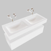 MONDIAZ ALAN 120cm - onderkast - 1 lade - vrijhangende wastafel - 2 wasbakken - 0 kraangaten - talc SW408419