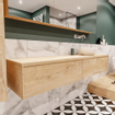 MONDIAZ LUSH Badkamermeubelset - 180cm - 2 lades - wastafel BARCO - wasbak rechts - 0 kraangaten - washed oak SW409622