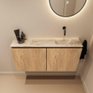 MONDIAZ TURE-DLUX 100cm toiletmeubel Washed Oak. EDEN wastafel Frappe positie rechts. Zonder kraangat. SW1103073