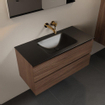 Mondiaz Aivy badmeubelset - 100x45x50cm - 0 kraangaten - 1 wasbak urban Solid surface - Midden - 2 lades - Met spiegel - Melamine Mocha SW892136