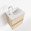 MONDIAZ ADA Toiletmeubel - 40x30x50cm - 1 kraangat - 2 lades - washed oak mat - wasbak links - Solid surface - Wit SW472757