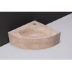 Forzalaqua Turino hoekftontein 30x30x10cm 1 kraangat zonder kraan natuursteen Travertin gezoet SW67666