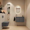 MONDIAZ TURE-DLUX 80cm toiletmeubel Dark Grey. EDEN wastafel Opalo positie links. Met 1 kraangat. SW1104296