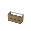 INK Wastafelonderkast - 100x45x52cm - 2 lades - greeploos - houten keerlijst - MFC Naturel eiken SW207411