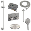 BRAUER Brushed Carving Thermostatische Regendouche inbouw - drukknoppen - SET 71 - 20cm hoofddouche - plafondarm - 3 standen handdouche - doucheslang - geïntegreerde glijstang - RVS geborsteld PVD SW925477