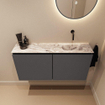 MONDIAZ TURE-DLUX 100cm toiletmeubel Dark Grey. EDEN wastafel Glace positie rechts. Zonder kraangat. SW1103234