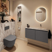 MONDIAZ TURE-DLUX 100cm toiletmeubel Dark Grey. EDEN wastafel Glace positie rechts. Zonder kraangat. SW1103234