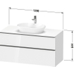 Duravit D-Neo wastafelonderkast 120x66.4x55cm 2 lades Linnen Mat SW641296