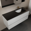Mondiaz Aivy badmeubelset - 120x45x50cm - 1 kraangat - 1 wasbak urban Solid surface - Rechts - 2 lades - Met spiegelkast - MDF Talc SW892445