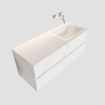 MONDIAZ VICA Badkamermeubelset - 120cm - 2 lades - wasbak Cloud rechts - 0 kraangaten - solid surface carrara marmer SW410241