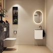 MONDIAZ TURE-DLUX 40cm toiletmeubel Talc. EDEN wastafel Lava positie links. Met 1 kraangat. SW1103589