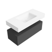 MONDIAZ ALAN Badmeubelset - 100cm - onderkast Dark Grey - 1 lade - Vrijhangende wastafel CLOUD - midden - 1 kraangat - Talc SW1190265