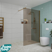 FugaFlow Eccelente Vetro inloopdouche badkamer - 120x200cm - rookglas - wandarm - geborsteld koper SW1124749