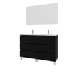 Adema Chaci PLUS Badkamermeubelset - 120x86x46cm - 2 rechthoekige keramische wasbakken wit - 2 kraangaten - 6 lades - rechthoekige spiegel - mat zwart SW926325