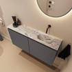 MONDIAZ TURE-DLUX 100cm toiletmeubel Dark Grey. EDEN wastafel Glace positie rechts. Zonder kraangat. SW1103234