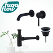 FugaFlow Eccelente Sobrado Badkamer Wastafelkraanset - inbouw wastafelkraan - always open plug - design sifon - Mat zwart SW1124152