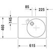 Duravit Scola wastafel bak rechts 61.5x46cm m. kraangat wit 0304522