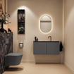 MONDIAZ TURE-DLUX 100cm toiletmeubel Dark Grey. EDEN wastafel Lava positie midden. Met 1 kraangat. SW1103748