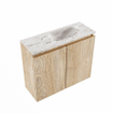 MONDIAZ TURE-DLUX 60cm toiletmeubel Washed Oak. EDEN wastafel Glace positie rechts. Zonder kraangat. SW1103592