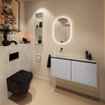 MONDIAZ TURE-DLUX 100cm toiletmeubel Plata. EDEN wastafel Opalo positie links. Zonder kraangat. SW1104494