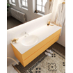 MONDIAZ VICA Badkamermeubelset - 150cm - 2 lades - wasbak Moon links - 1 kraangat - solid surface ocher SW411074