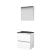 Basic-Line Comfort 46 badkamermeubelset - 60x46cm - greeploos - 2 lades - hardsteen wastafel - 1 kraangat - Spiegelkast - MDF lak Ice White SW639371