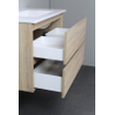Basic Line Bella Badkamermeubelset - 60x55x46cm - 1 wasbak - Keramiek - Wit - 1 kraangat - Zonder spiegel - MDF Eiken SW398063
