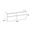 Saniclass Advance wastafelonderkast 160x46x60cm 4 softclose greeploze lades met 2 sifonuitsparingen MFC Grey Canyon SW499304