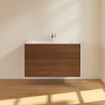 Villeroy & Boch Finion wastafelonderbouwkast met 2 laden 99.6x59.1x49.8cm v. meubelwast. 4164 AO/A2/AB/A1 walnoot SW106678