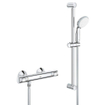 GROHE Precision Flow Glijstangset - 62cm - thermostatische douchekraan - ronde handdouche - 1 straalsoort - gladde slang - chroom SW722336