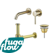 FugaFlow Eccelente Sobrado Badkamer Wastafelkraanset - inbouw wastafelkraan - always open plug - design sifon - PVD Geborsteld Messing SW1124191