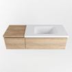 MONDIAZ BUKLA 120cm badmeubel met module 40 kleur Washed Oak met 2 lades. Wastafel CLOUD rechts 1 kraangat kleur Talc. SW1382070