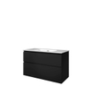 Proline Elegant badkamermeubelset - 100x46x62cm - porselein Elegant wastafel - 0 kraangaten - a symmetrisch - MDF lak Mat zwart/Glans wit SW349436