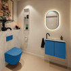 MONDIAZ TURE-DLUX 60cm toiletmeubel Jeans. EDEN wastafel Opalo positie links. Met 1 kraangat. SW1104353