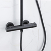 Fortifura Calvi douchekraan met glijstangset met ronde handdouche, gladde doucheslang mat zwart SW811946