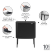 Brabantia Bo Touch Bin Afvalemmer - 3x11 liter - 3 kunststof binnenemmers - matt black SW1117523
