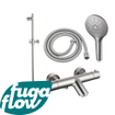 FugaFlow Eccelente Sobrado Badkamer badkraan met glijstangset met ronde handdouche, metalen doucheslang geborsteld RVS PVD SW1123988